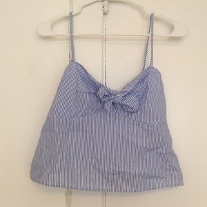 Light blue and white stripped crop top tank